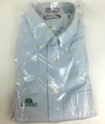 Stafford Men's Long Sleeve Dress Shirt Blue 18 Big 33 JC Penney New - Image 1 of 4