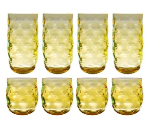 QG Colorful Acrylic Plastic 14 & 22 oz Drinking Glass Tumbler Set of 8 Yellow - Picture 1 of 5
