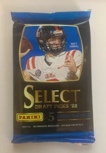 NFL FOOTBALL-2022 Panini Select Draft-NUEVO/SELLADO-paquete de 5 tarjetas-insertos-¿automático?? - Imagen 1 de 2