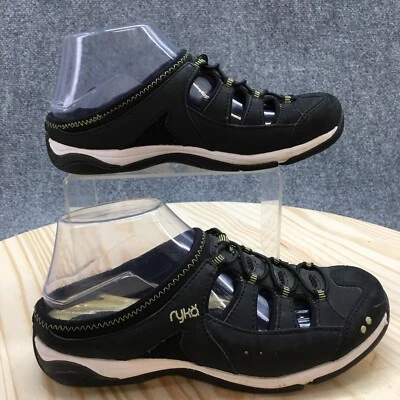 Ryka Shoes Womens 7 Wide Tensile Mule Sneakers Black Leather Closed Toe Comfort - Image 1 of 4