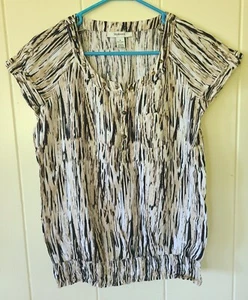 Style & Co. Damen 4 Leinen Top Geo Kurzarm Oberteil Knopf, Nietendetail - Bild 1 von 8