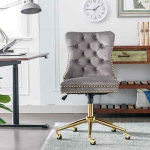 A&A Furniture Office Chair,Velvet Upholstered Tufted Button Home Office Chair - Picture 1 of 17