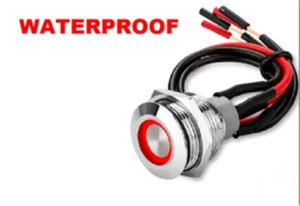 Marine 19MM 12V Waterproof On/Off Latching Push Button Switch Red LED w/Wires - Bild 1 von 6