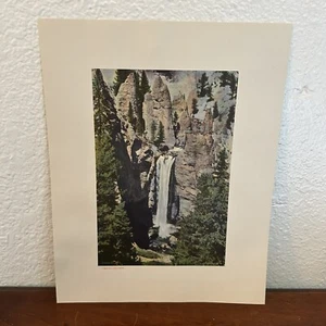 Vintage Yellowstone Art Print Tower Falls And Tower Haynes 12x10 1930s - Picture 1 of 4
