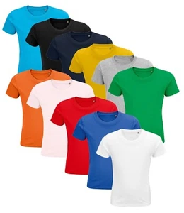 SOLs Kids Boys Girls Childs Childrens Organic Cotton Short Sleeve Tee T-Shirt - Picture 1 of 13