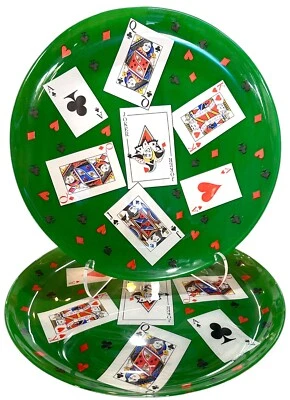 2 tarjetas de juego de póquer puente placa de servir de vidrio verde Luminarc de 12" usadas en excelente estado Foto 1 de 4