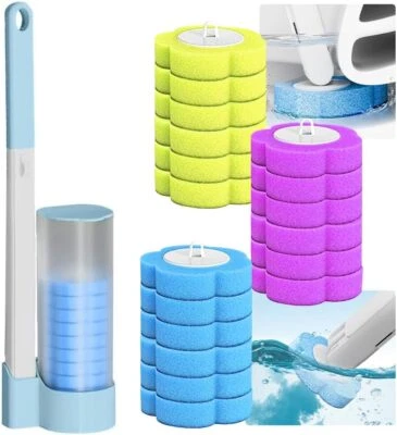 Einweg Klobürste mit Abnehmbar .Halter Einweg-Toilettenbürsten Set für Haushalt - Bild 1 von 4