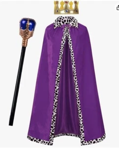 maxToonrain kids King Costume fancy dress Cape Crown And Sceptre Set Age 7-8 yrs - Picture 1 of 5