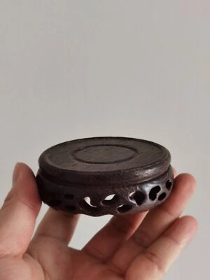 Bonsai stand display red hard wood China Ji-chi circular base QQ - Image 1 of 4