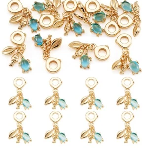 10Pc Real Gold Plated Brass Micro Pave Cubic Zirconia Fish Turtle Shell Pendants - Picture 1 of 7