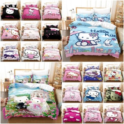 Hello Kitty Quilt Duvet Doona Cover Pillowcase Bedding Set Single Double Queen - image 1 of 2