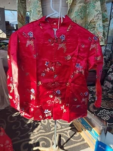 Chinese Childrens Pajama Top Red Size 12 Vintage 1960's Traditional Shanghai - Picture 1 of 3