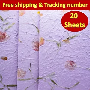 20x Mulberry Sheet Flowers of Pressed Purple Botanical Handmade Paper Book Craft - Bild 1 von 12