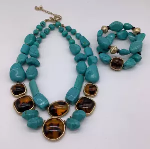Chico’s “Jasmine ” Double Strand Necklace & Bracelet Set NWTS - Picture 1 of 6