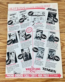 Nintendo NES Vintage Game Ad Wrestlemaina Jaws PAC-Man Awesome🌟 Rare
