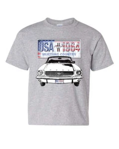 Mustang Country 1964 Youth T-Shirt Ford Legend USA American Classic Kids Tee - Picture 1 of 7