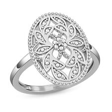 TJC Diamond Floral Ring for Women in 14ct Gold Plated 925 Sterling Silver