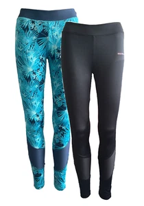 Maui Sports Damen Sport Tights Leggings Blau Schwarz Gr. S M L XL - Picture 1 of 3