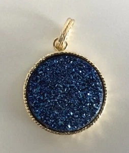VicenzaGold Round Reversible Drusy Quartz Pendant, 14K - Picture 1 of 5