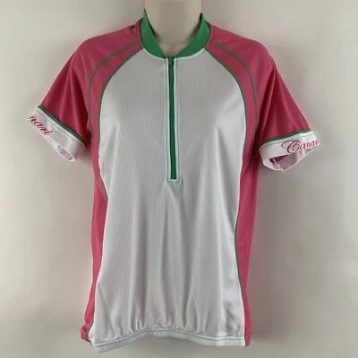 Camisa de ciclismo Canari L para mujer, 1/2 cremallera (rosa, blanco y verde)  Foto 1 de 4