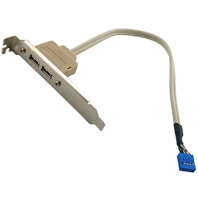 9pin to USB 2 Female Bracket Type A Splitter ATX Rear PCIe Slot Panel Adapter - Image 1 of 4