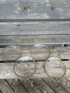 Set of 4 Clear Glacier Art Glass Dinner Plates W Gold Rim Vintage 10 in Diameter - Picture 1 of 6