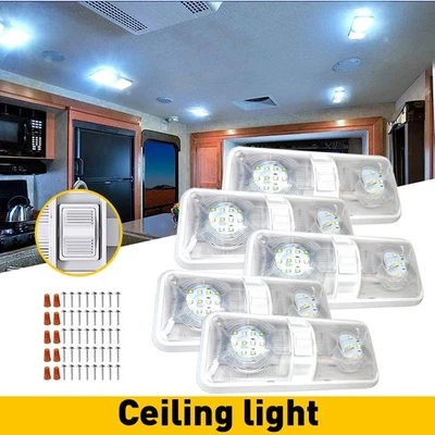 48LEDs 12V CEILING CLEAR FIXTURE DOUBLE DOME 3-way LIGHT for Motorhomes RV EPG - Image 1 of 4