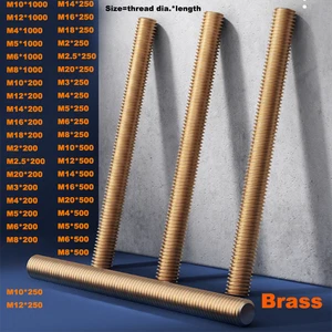 M2-M20 Brass Full Threaded Rod Wire Screw Full Tooth Bolt 200/250/500/1000mm - Picture 1 of 6