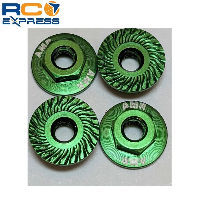 Kyosho M4 Aluminum Serrated Flange nut Green (4 pieces) KYOAMR025GR - Image 1 of 1
