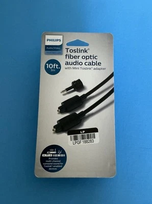 Cable de audio de fibra óptica Phillips Toslink® con adaptador Mini Toslink® 10 pies Foto 1 de 4