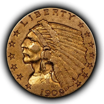 1909 G$2.50 Indian Head Gold Quarter Eagle - Luster - XF - SKU-G5367 - Image 1 of 4