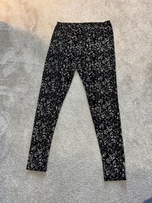 Lularoe Women’s Leggings TC Black and Tan Floral Design Soft Stretch - Image 1 of 3