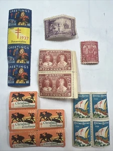 ERROR 1928 MINT CHRISTMAS SEALS STAMP BLOCK WITH COLOR AND PERFORATION SHIFT LOT - Picture 1 of 8