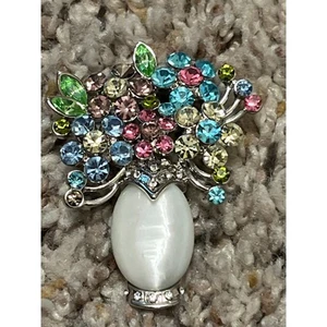 Spilla vaso fiori strass vintage spilla rose - Foto 1 di 3