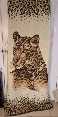 Cannon Ibena Leopard / Jaguar Reversible Heavy Large Blanket Throw 75x57 VTG - Image 1 of 4