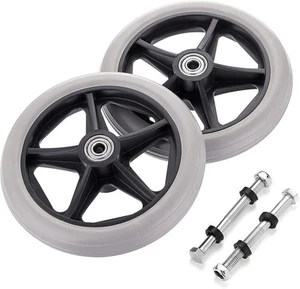 OwnMy 2PCS of 6 Inch Rubber Wheel Replacement Wheelchair Front 6 inch, Grey - Picture 1 of 7