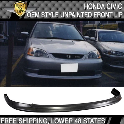 Fit 01-03 Honda Civic 2Dr 4Dr OE Style Front Bumper Lip Spoiler Unpainted PP — 第 1/4 张图片