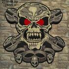 Large Iron On Embroidered Skull With Spanners And Knuckleduster Patch  IR9