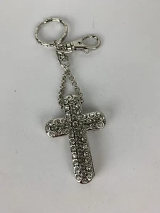 Schlüsselanhänger Strass silberfarben Kreuz religiöse Schlüssel - Bild 1 von 6