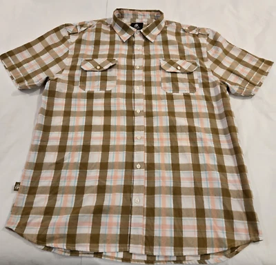 Red Ape Men's Short Sleeve Button Down Plaid Casual Shirt Size 4XL - Image 1 of 4