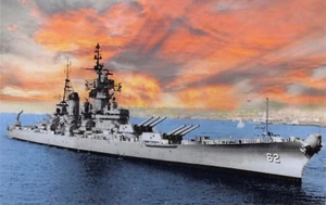 Postkarte Schiff: USS New Jersey, Schlachtschiff der Iowa-Klasse, 2. Weltkrieg - Bild 1 von 2
