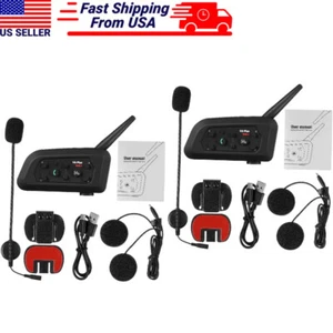 2PCS V6 Pro Motorcycle Helmet Bluetooth Headset 6 Riders Communication System - Picture 1 of 12