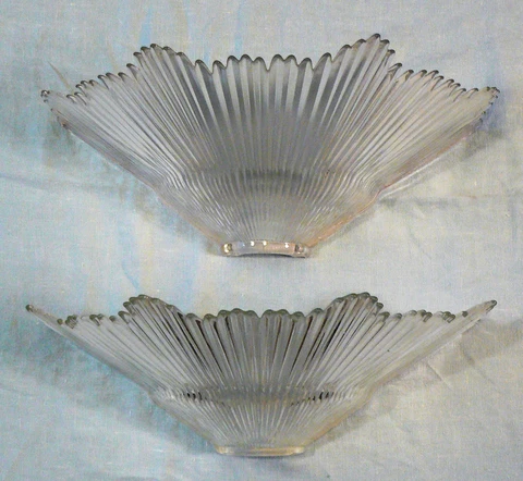 Pair of Antique Ornate Clear Glass Art Deco Slip Shade Wall Light Shades Cover