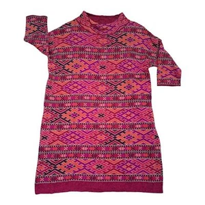Peruvian Connection Women's Knit Dress Pima Cotton Pink Multi 3/4 Sleeves XS/S - Picture 1 of 9