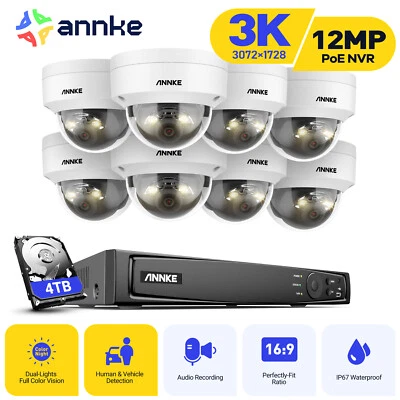 Annke POE 3K Outdoor Security Camera Kit 12MP NVR with Audio Dual Light H.265+ - Image 1 of 4