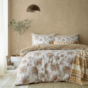 Duvet Cover Bedding Set Sahara Floral Reversible By Pineapple Elephant Beige