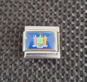 NEW YORK STATE FLAG Uberry Italian Charm Link Stainless Steel Enamel 9mm - Picture 1 of 2