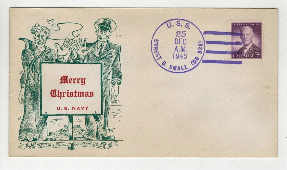 1945 年海军圣诞节 USS ERNEST G 小号紫色手罐 — 第 1/1 张图片