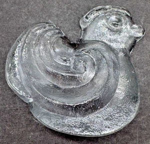 Lars Hellsten Skruf Glass Chicken Artist Signed Clear Large Paperweight Sweden - Afbeelding 1 van 9