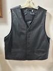 Roundtree and York Womens Vest Black Leather Large Size Winter Casual Buttons